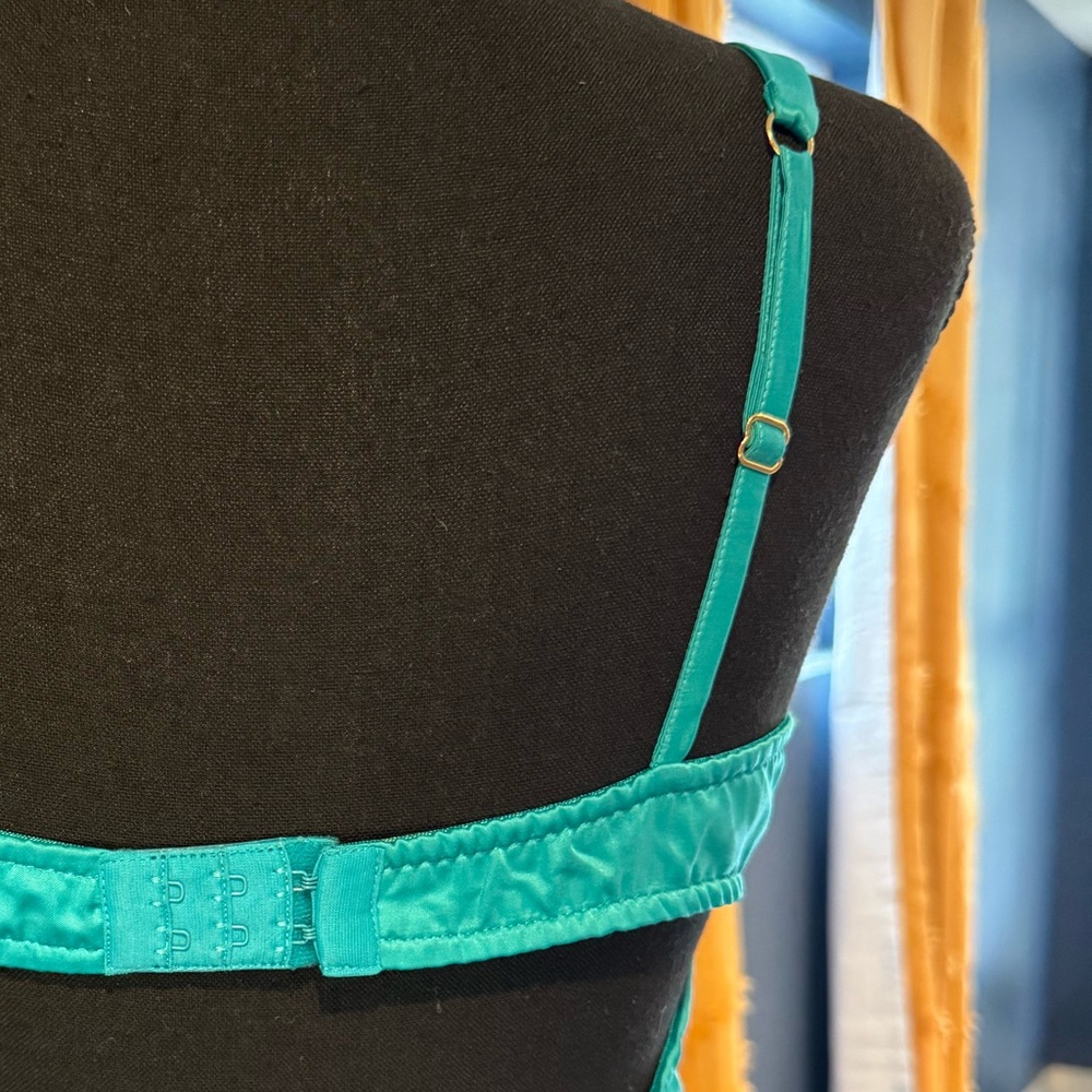 Y2K Marciano Turquoise Bustier Satin Midi Dress - Picture 6 of 7